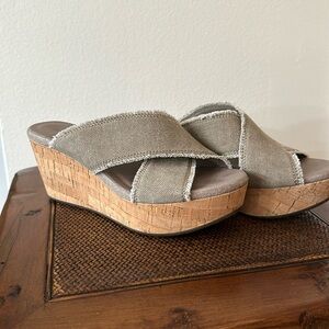 Khaki wedge sandals
